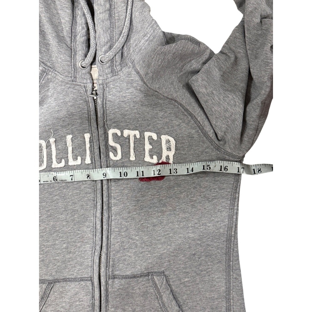 Hollister California Y2K Full Zip Hoodie Gray Logo Sweatshirt 1922 Women's Large - Picture 5 of 7